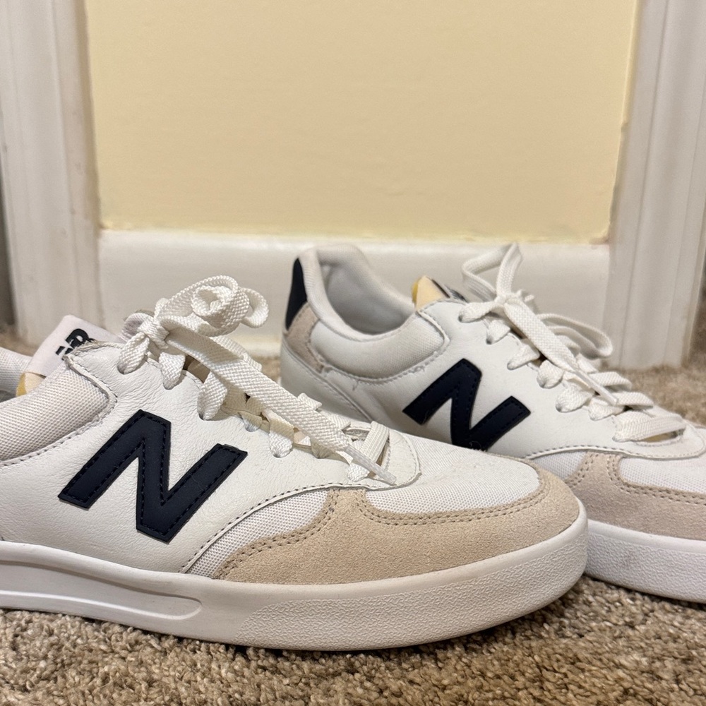 New Balance White and Navy Sneakers